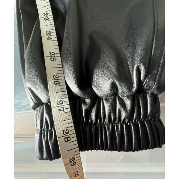 NWT Misa Los Angeles Black Smocked Crop Top & Vegan Leather Joggers Set Size S‎ - Picture 5 of 14